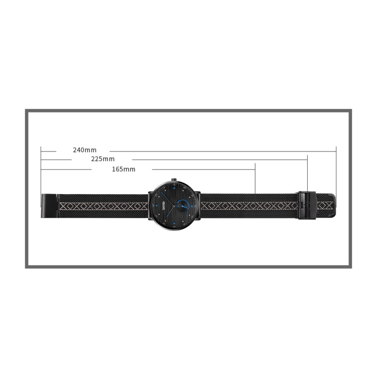SKMEI 9218 Men Horizontal Striped Arabic Numeral Dial Mesh Belt Quartz Watch