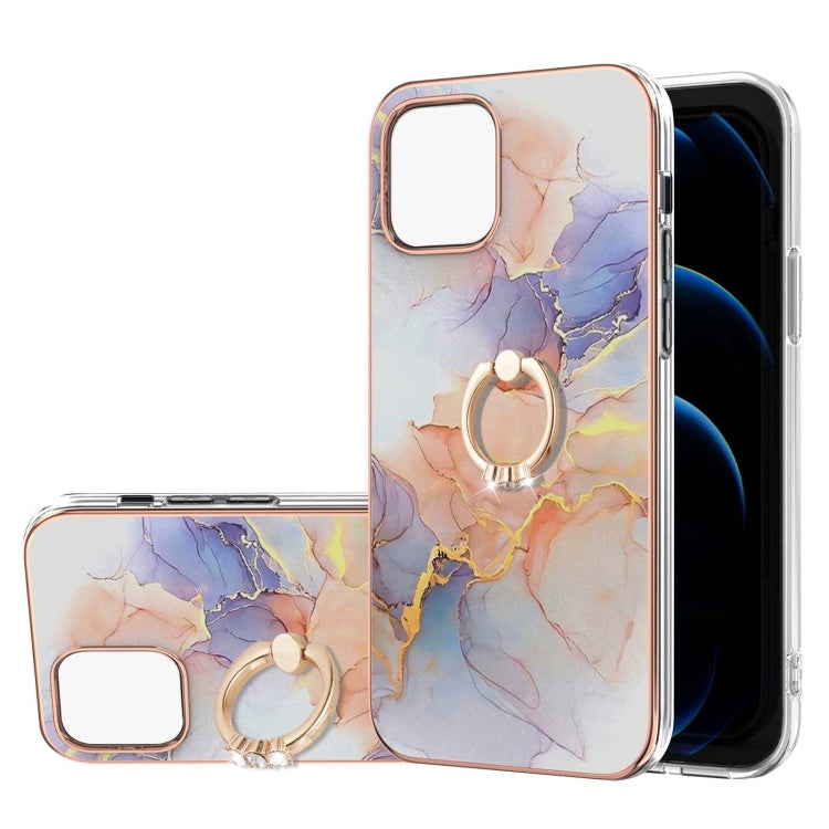 Electroplating Pattern IMD TPU Shockproof Case with Rhinestone Ring Holder, For iPhone 13 mini, For iPhone 13, For iPhone 13 Pro, For iPhone 13 Pro Max
