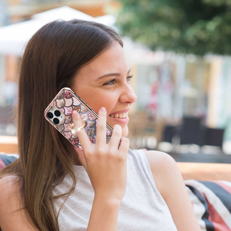 Electroplating Pattern IMD TPU Shockproof Case with Rhinestone Ring Holder, For iPhone 11 Pro, For iPhone 11 Pro Max, For iPhone X / XS, For iPhone XR