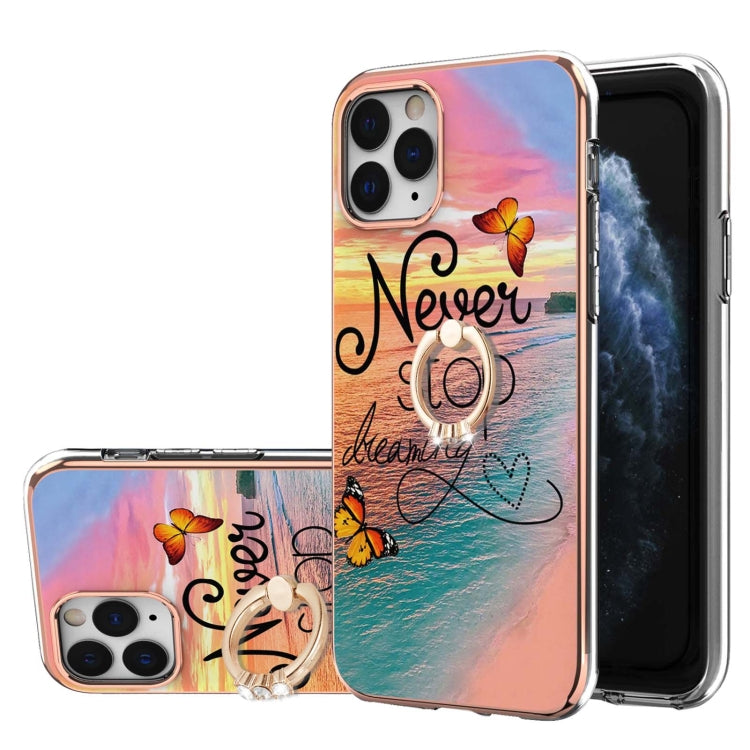 Electroplating Pattern IMD TPU Shockproof Case with Rhinestone Ring Holder, For iPhone 11 Pro, For iPhone 11 Pro Max, For iPhone X / XS, For iPhone XR