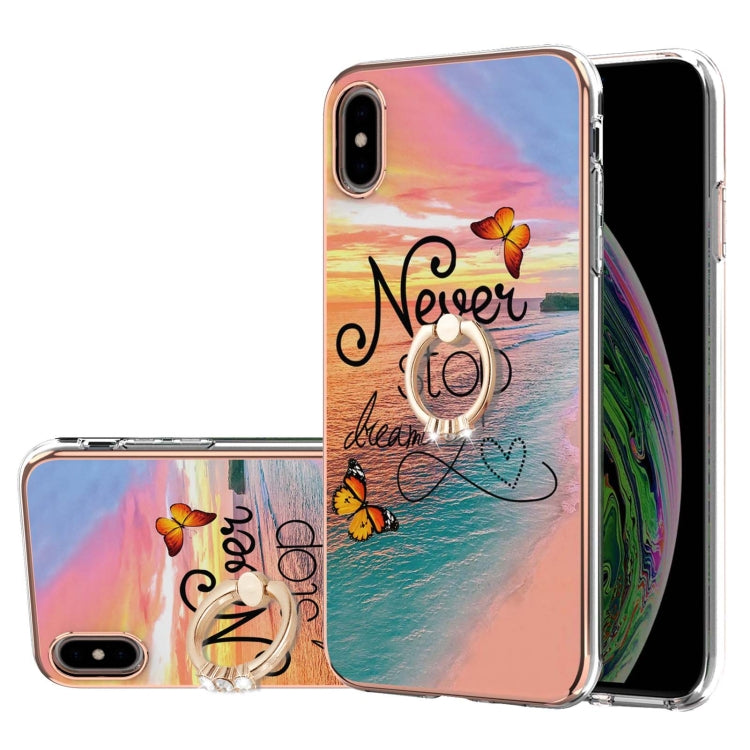 Electroplating Pattern IMD TPU Shockproof Case with Rhinestone Ring Holder, For iPhone XS Max, For iPhone 12 Pro, For iPhone SE 2022 / SE 2020 / 8 / 7, For iPhone 8 Plus / 7 Plus