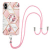 Electroplating Splicing Marble Flower Pattern TPU Shockproof Case with Lanyard, For iPhone XS Max, For iPhone 8 Plus / 7 Plus, For iPhone SE 2022 / SE 2020 / 8 / 7