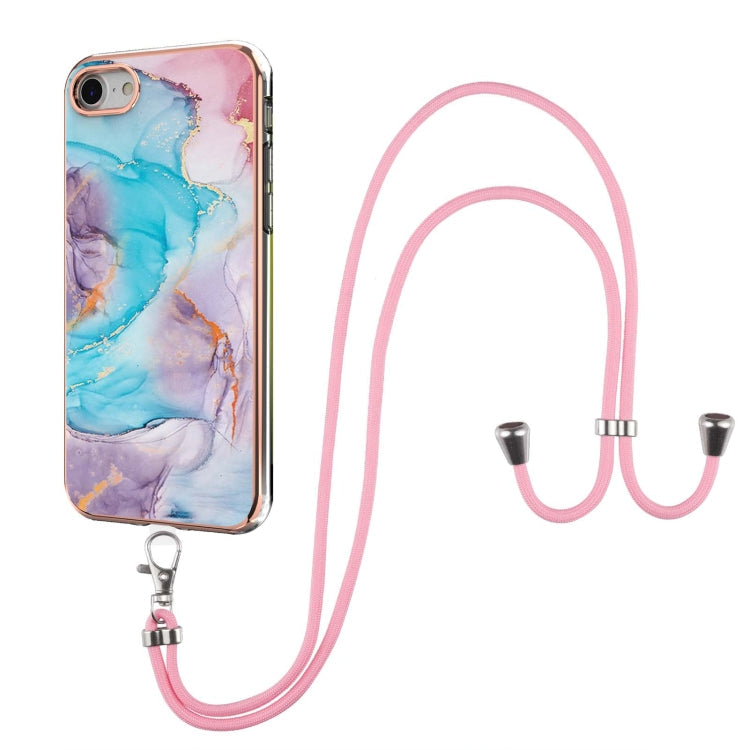 Electroplating Pattern IMD TPU Shockproof Case with Neck Lanyard, For iPhone XS Max, For iPhone SE 2022 / SE 2020 / 8 / 7, For iPhone 8 Plus / 7 Plus