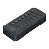 ORICO CT2U3-7AB-WH 7 In 1 Plastic Stripes Multi-Port USB HUB with Individual Switches, CT2U3-7AB-BK US Plug, CT2U3-7AB-WH US Plug