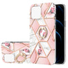 Electroplating Splicing Marble Flower Pattern TPU Shockproof Case with Rhinestone Ring Holder, For iPhone 13 mini, For iPhone 13, For iPhone 13 Pro, For iPhone 13 Pro Max, For iPhone 12 mini, For iPhone 12 / 12 Pro