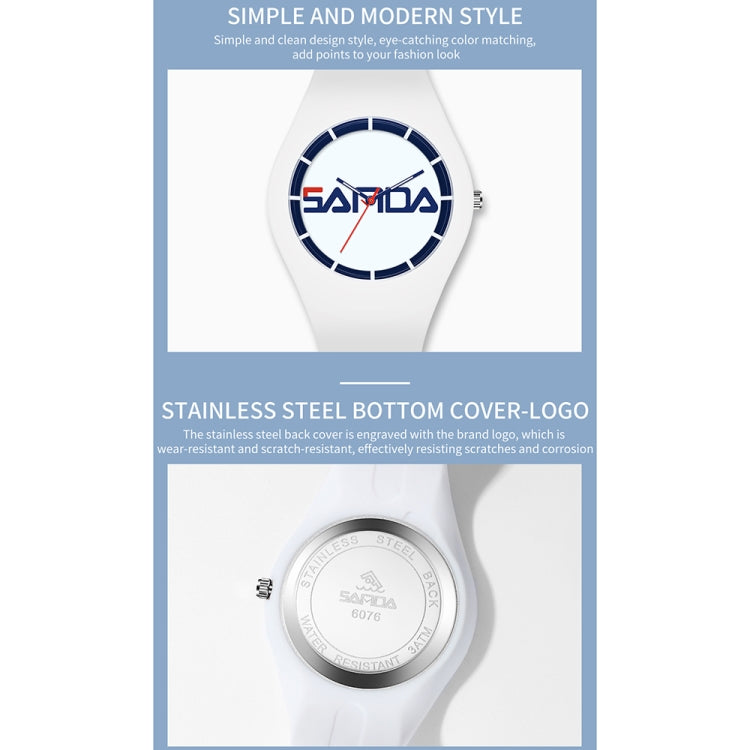 SANDA 6076 Simple Scale Round Dial Ladies Silicone Strap Quartz Watch