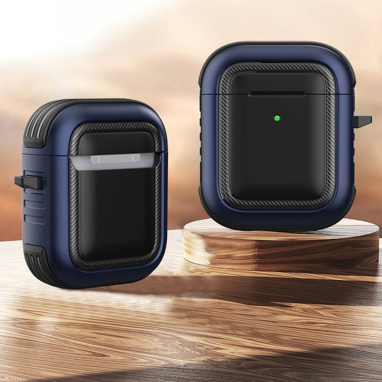 Wireless Earphones Shockproof TPU + PC Protective Case with Carabiner, For AirPods 1 / 2