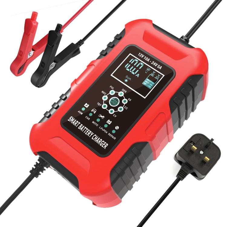 FOXSUR 10A 12V 7-segment Motorcycle / Car Smart Battery Charger, EU Plug, UK Plug, US Plug