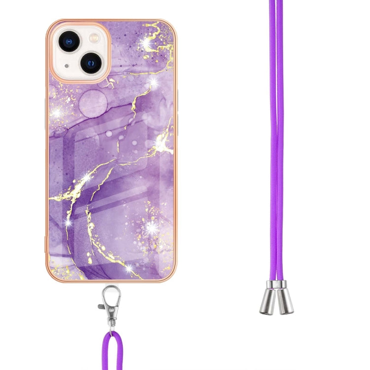Electroplating Marble Pattern IMD TPU Shockproof Case with Neck Lanyard, For iPhone 13 mini, For iPhone 13, For iPhone 13 Pro, For iPhone 13 Pro Max