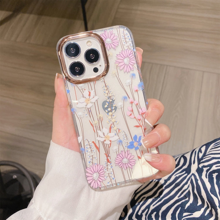 Glitter Powder Electroplating Flower Shockproof Phone Case, For iPhone 12 / 12 Pro, For iPhone 12 Pro Max, For iPhone 11