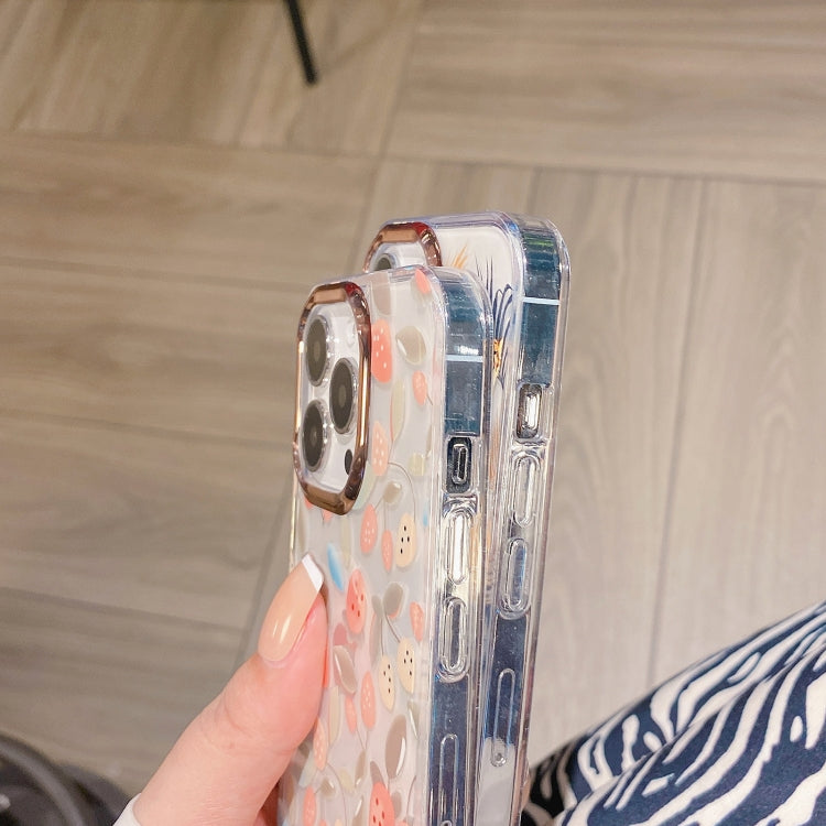 Glitter Powder Electroplating Flower Shockproof Phone Case, For iPhone 11 Pro, For iPhone 11 Pro Max