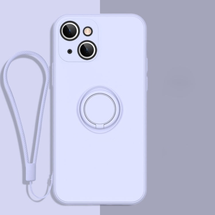 All-inclusive Liquid Silicone Phone Protective Case with Ring Holder & Lanyard, For iPhone 13