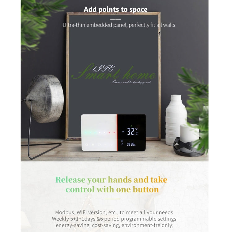 BHT-005-GCLW 220V AC 3A Smart Home Heating Thermostat for EU Box, Control Boiler Heating with Only Internal Sensor & WIFI Connection, BHT-005-GCLW