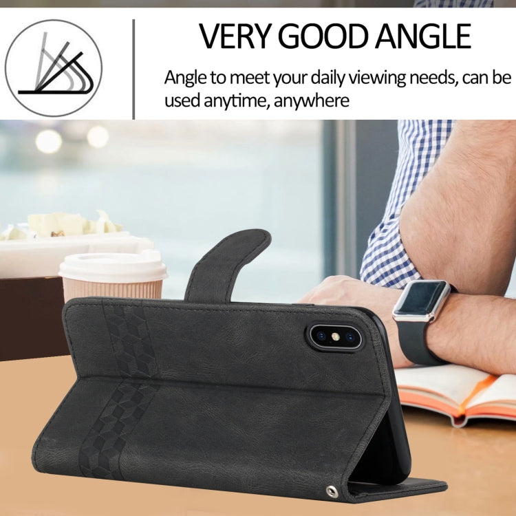 Cubic Skin Feel Flip Leather Phone Case, For iPhone XS Max, For iPhone SE 2022 / SE 2020 / 7 / 8, For iPhone 7 Plus / 8 Plus