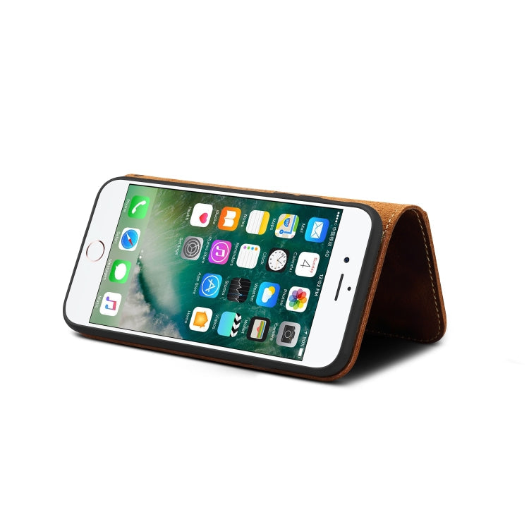 Denior Oil Wax Cowhide Magnetic Button Horizontal Flip Leather Case with Card Slots & Wallet, For iPhone 6, For iPhone 6 Plus / 6s Plus, For iPhone 7 / 8, For iPhone 7 Plus / 8 Plus, For iPhone X / XS, For Galaxy S8