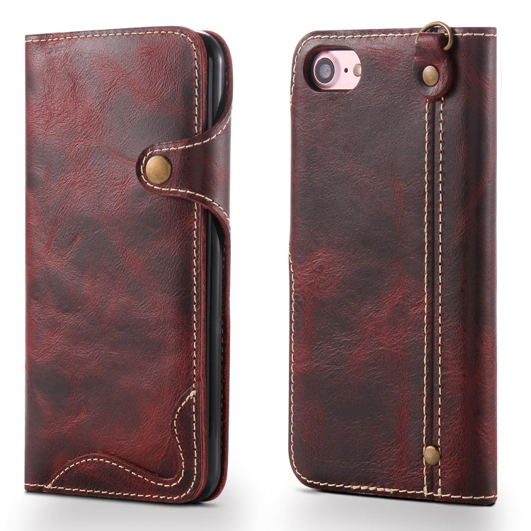 Denior Oil Wax Cowhide Magnetic Button Horizontal Flip Leather Case with Card Slots & Wallet, For iPhone 6, For iPhone 6 Plus / 6s Plus, For iPhone 7 / 8, For iPhone 7 Plus / 8 Plus, For iPhone X / XS, For Galaxy S8