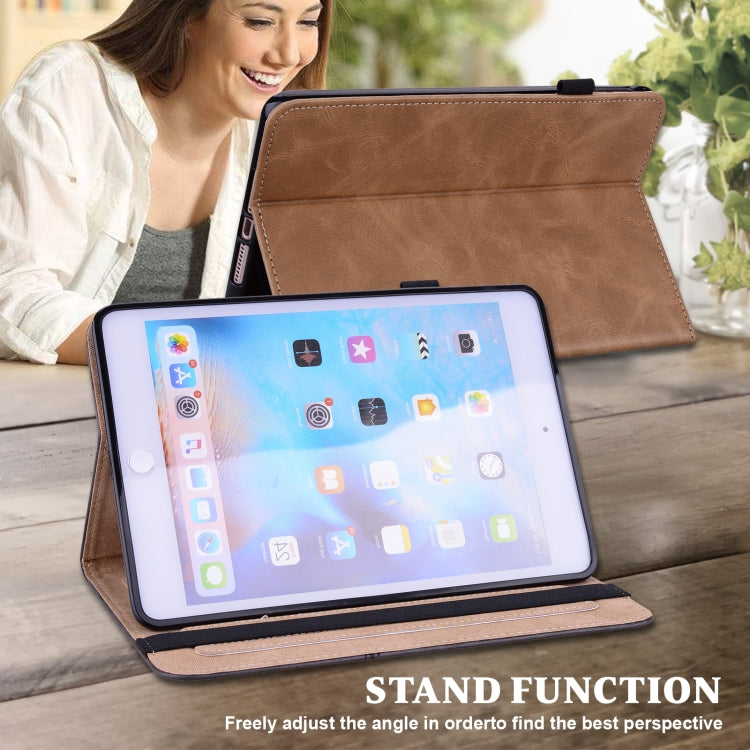 For iPad Pro 12.9 2022 / 2021 / 2020 / 2018 Solid Color Embossed Striped Leather Case(Brown)