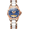 JIN SHI DUN 8831 Women Fashion Diamond Hollowed Waterproof Ceramic Mechanical Watch
