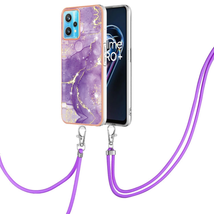 Electroplating Marble Pattern TPU Phone Case with Lanyard, For Samsung Galaxy A23 5G / 4G, For Samsung Galaxy A13 4G, For OPPO Realme 9 Pro+ 5G, For OPPO Realme 9 Pro 5G
