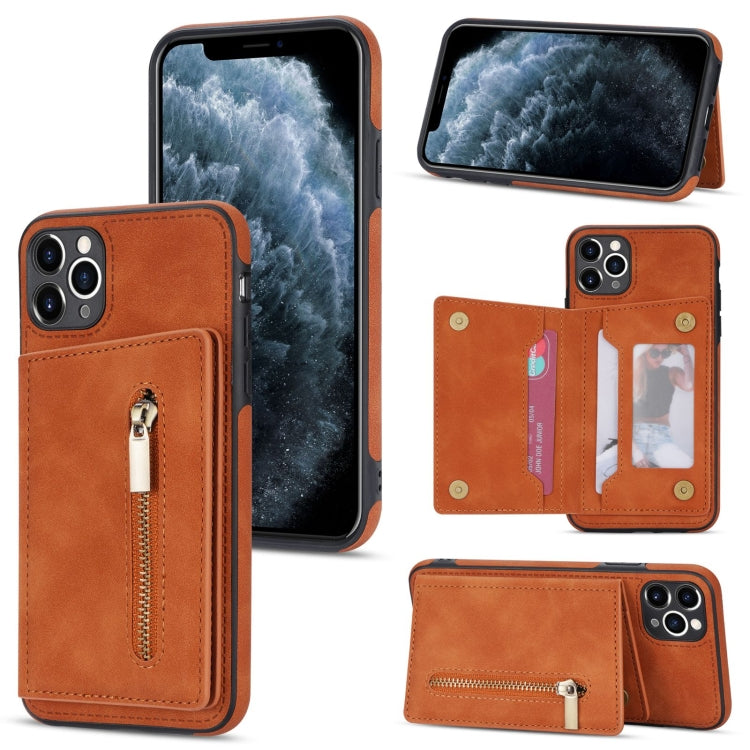 Zipper Card Holder Phone Case, For iPhone 12, For iPhone 12 Pro Max, For iPhone 11, For iPhone 11 Pro
