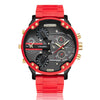 CAGARNY 6830 Quartz Dual Movement Rubberized Steel Band Watch For Men, CAGARNY 6830  Steel Band Watch (Red)