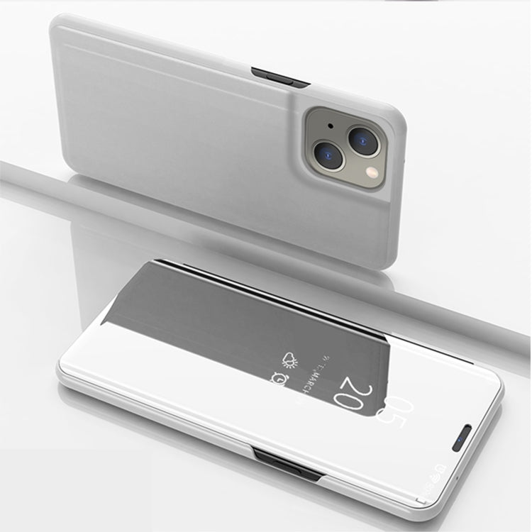 Plated Mirror Horizontal Flip Leather Phone Case with Holder, For iPhone 14, For iPhone 14 Plus, For iPhone 14 Pro