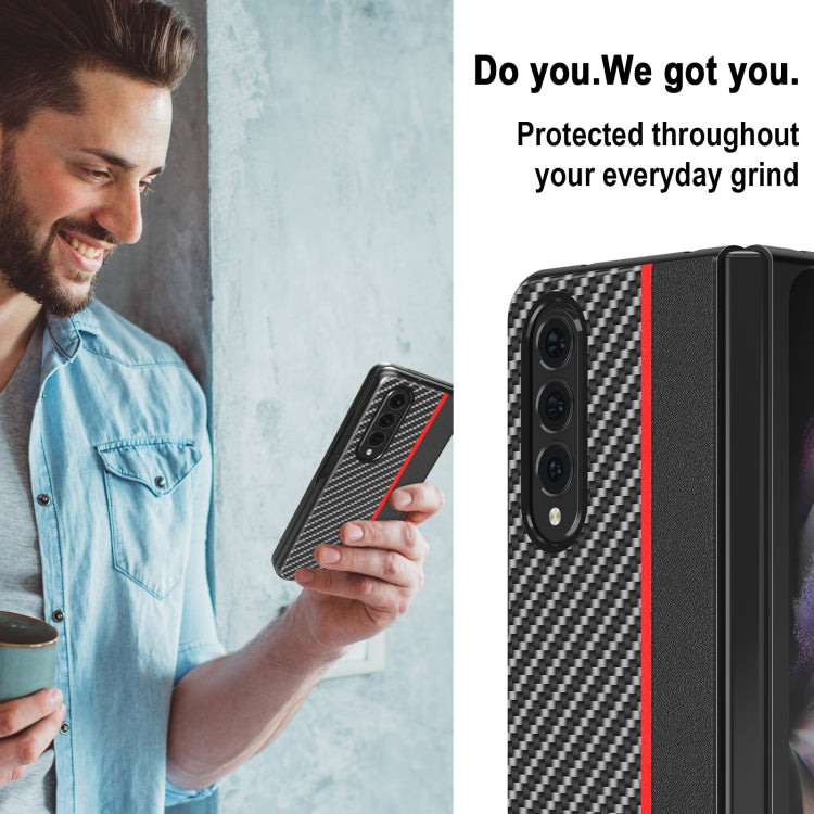 LC.IMEEKE Carbon Fiber Horizontal Flip Leather Phone Case, For Samsung Galaxy Z Fold4 5G