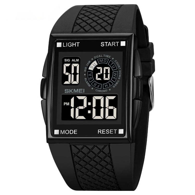 SKMEI 1967 Stainless Steel Buckle PU Strap Waterproof Electronic Watch