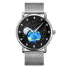 SKMEI 9283 Stainless Steel Buckle Glass Mirror Waterproof Quartz Watch, Steel Belt, Leather Belt