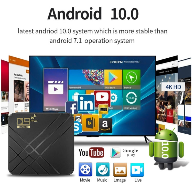 D9 PRO 2.4G/5G WIFI 4K HD Android TV Box, (EU Plug)