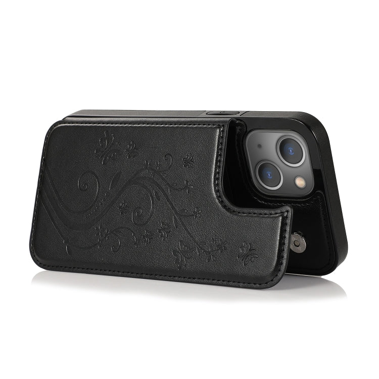 Butterflies Flowers Double Buckle Case, For iPhone 14, For iPhone 14 Plus