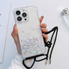 Lanyard Glitter Epoxy Clear Phone Case, For iPhone 14 Pro Max, For iPhone 13 mini, For iPhone 13