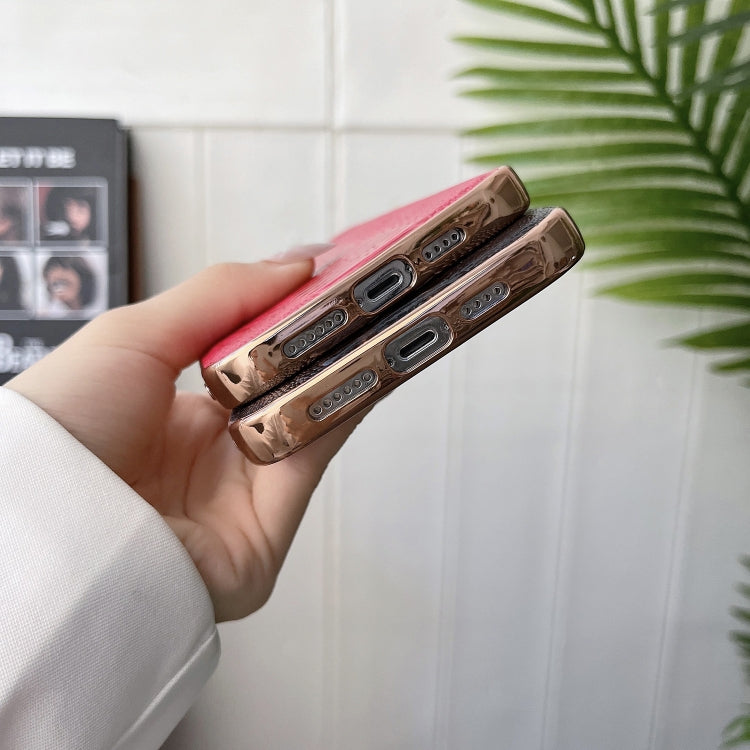 Genuine Leather Pinshang Series Nano Electroplating Phone Case, For iPhone 13 Pro Max
