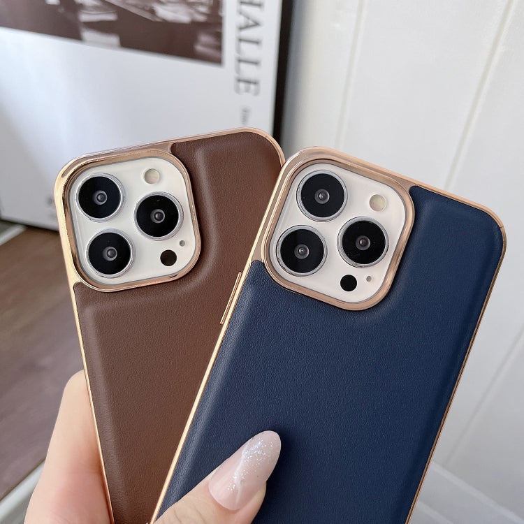 Genuine Leather Xiaoya Series Nano Electroplating Phone Case, For iPhone 14, For iPhone 14 Plus, For iPhone 14 Pro, For iPhone 14 Pro Max, For iPhone 13, For iPhone 13 Pro