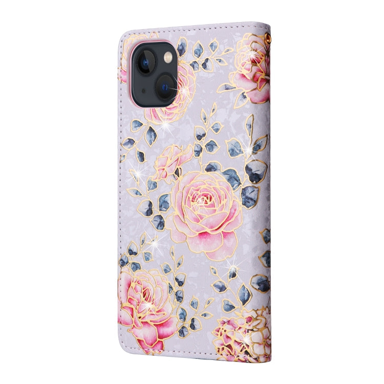 Bronzing Painting RFID Leather Case, For iPhone 13 mini, For iPhone 13, For iPhone 13 Pro, For iPhone 13 Pro Max