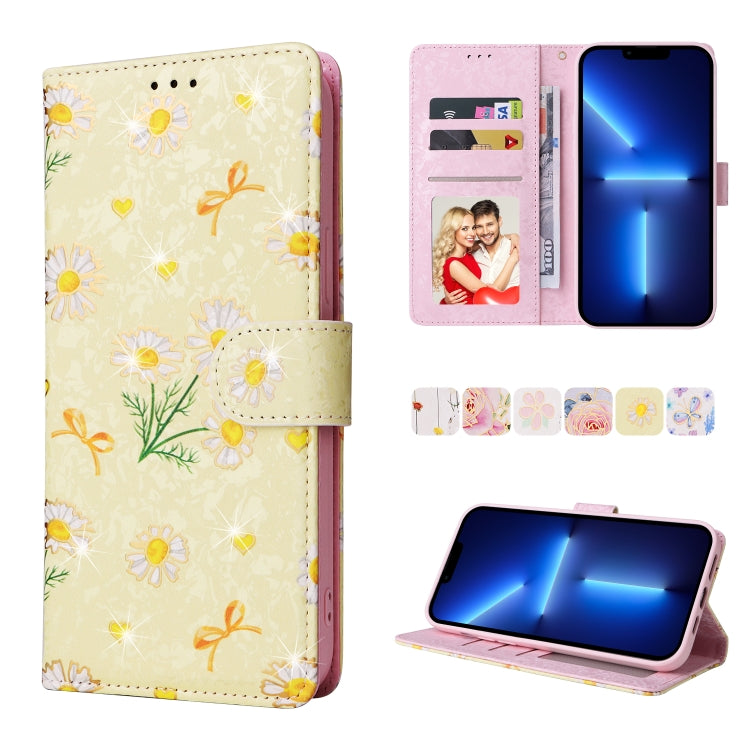 Bronzing Painting RFID Leather Case, For iPhone 13 mini, For iPhone 13, For iPhone 13 Pro, For iPhone 13 Pro Max