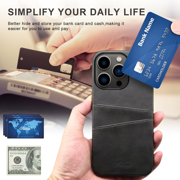 Suteni Calf Texture Card Slots Phone Case, For iPhone 14 Pro Max