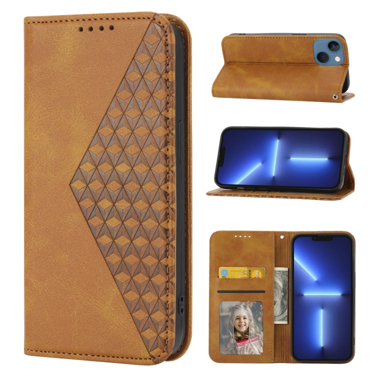 Cubic Grid Calf Texture Magnetic Closure Leather Phone Case, For iPhone 13 mini, For iPhone 13, For iPhone 13 Pro, For iPhone 13 Pro Max