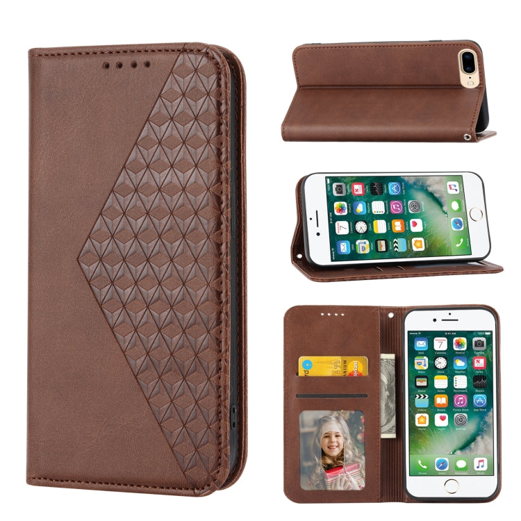 Cubic Grid Calf Texture Magnetic Closure Leather Phone Case, For iPhone XS Max, For iPhone SE 2022 / SE 2020 / 7 / 8, For iPhone 7 Plus / 8 Plus