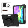 For iPad Pro 12.9 2020 / 2018 360 Degree Rotation Silicone Protective Cover with Holder & Hand Strap & Long Strap & Pencil Slot(Black)