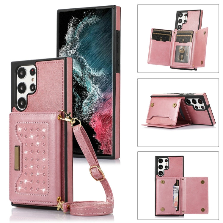 Three-fold RFID Leather Phone Case with Lanyard, For Samsung Galaxy S22 Ultra, For iPhone 12 Pro