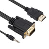 HDMI to VGA Adapter Cable with Audio, Length 1.8m, HDMI to VGA