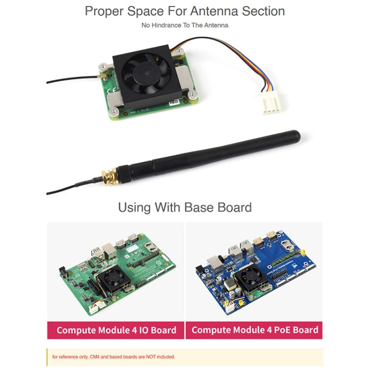 Waveshare Dedicated 3007 Cooling Fan for Raspberry Pi Compute Module 4 CM4, 5V, 12V