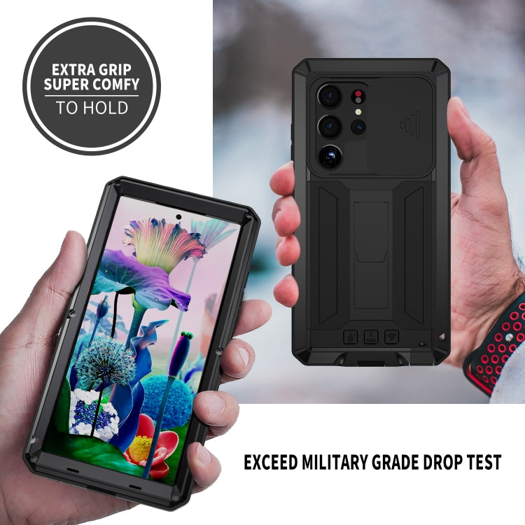 For Samsung Galaxy S23 Ultra 5G R-JUST Sliding Camera Design Life Waterproof Dustproof Shockproof Phone Case(Black)