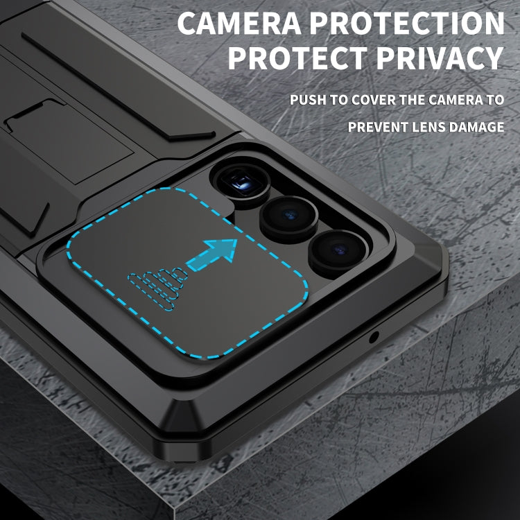 For Samsung Galaxy S23 Ultra 5G R-JUST Sliding Camera Design Life Waterproof Dustproof Shockproof Phone Case(Black)