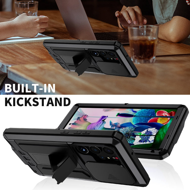 For Samsung Galaxy S23 Ultra 5G R-JUST Sliding Camera Design Life Waterproof Dustproof Shockproof Phone Case(Black)