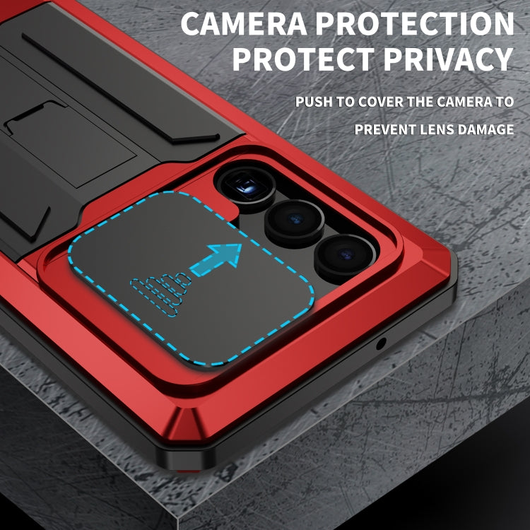 For Samsung Galaxy S23 Ultra 5G R-JUST Sliding Camera Design Life Waterproof Dustproof Shockproof Phone Case(Red)