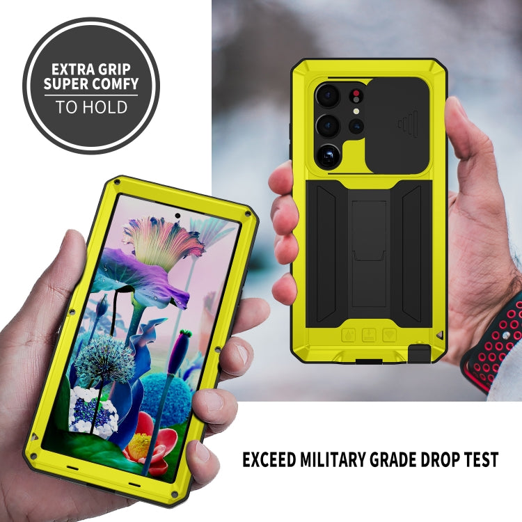 For Samsung Galaxy S23 Ultra 5G R-JUST Sliding Camera Design Life Waterproof Dustproof Shockproof Phone Case(Yellow)
