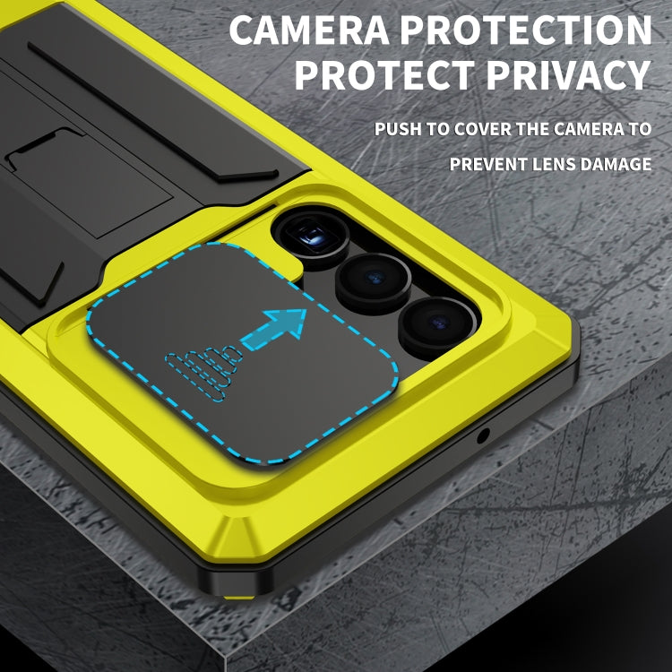 For Samsung Galaxy S23 Ultra 5G R-JUST Sliding Camera Design Life Waterproof Dustproof Shockproof Phone Case(Yellow)