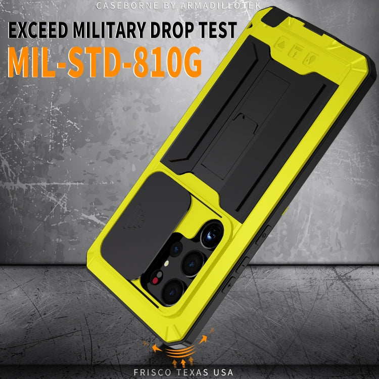 For Samsung Galaxy S23 Ultra 5G R-JUST Sliding Camera Design Life Waterproof Dustproof Shockproof Phone Case(Yellow)